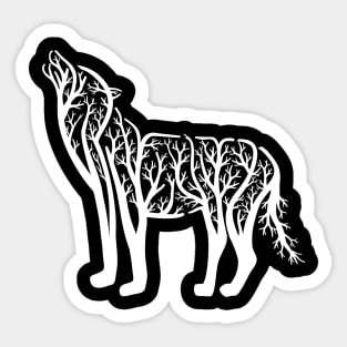 Wolf Tree Illustration Sticker